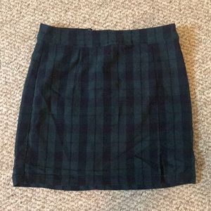 Tartan mini skirt.